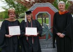 Pictured from left: Ohio State Marion Human Resource Manager, Maryjo Mundey of Marion, Ohio, who graduated with a Master of Business Administration from the prestigious Fisher College of Business at Ohio State, Ohio State Marion Graphic Illustrator, Lynda Ross of Marion, who graduated summa cum laude with a Bachelor of Arts in Classical Art and Antiquity, and Ohio State Marion Dean and Director, Gregory S. Rose, who was present at Ohio Stadium Sunday, May 5, to present the two employees and dedicated Buckeyes their diplomas.